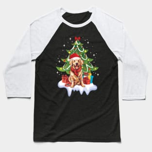 Merry Christmas Tree With Golden Retriever Dog Baseball T-Shirt